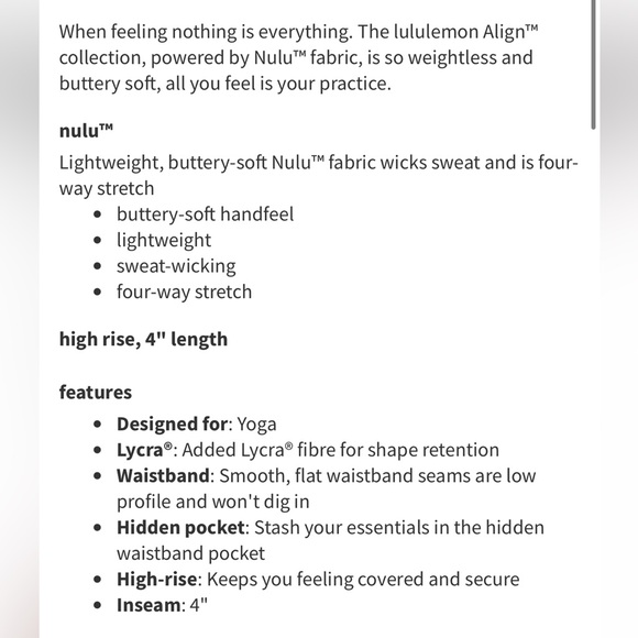 Lululemon Align High-Rise Short 4" size 2 pink - Picture 7 of 7